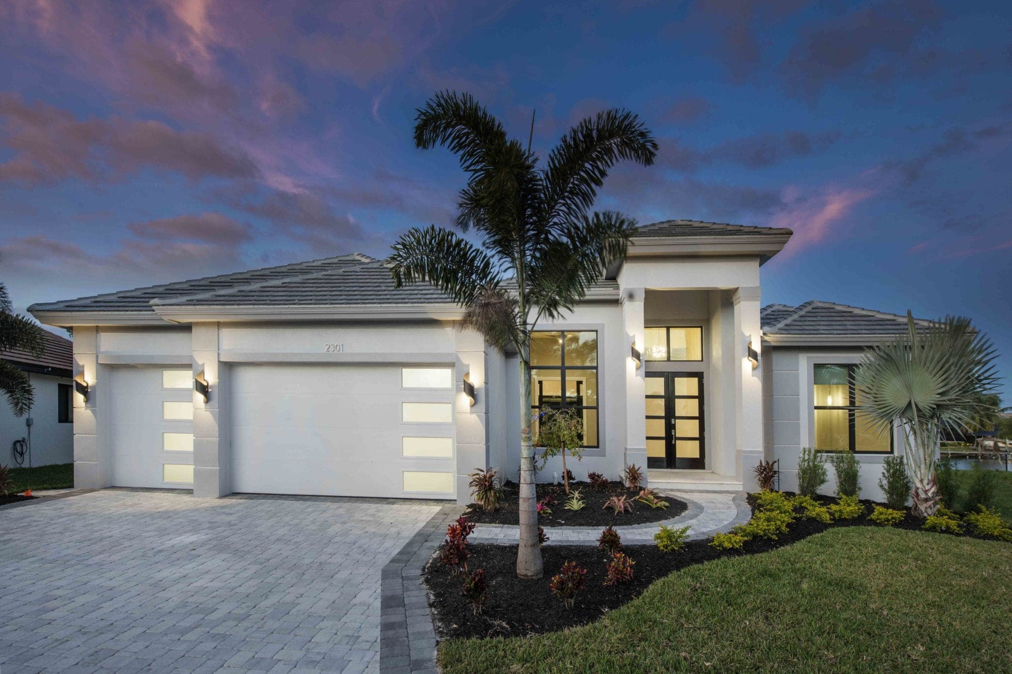 The Santa Rosa custom home front elevation by Koogler Homes, Cape Coral, FL