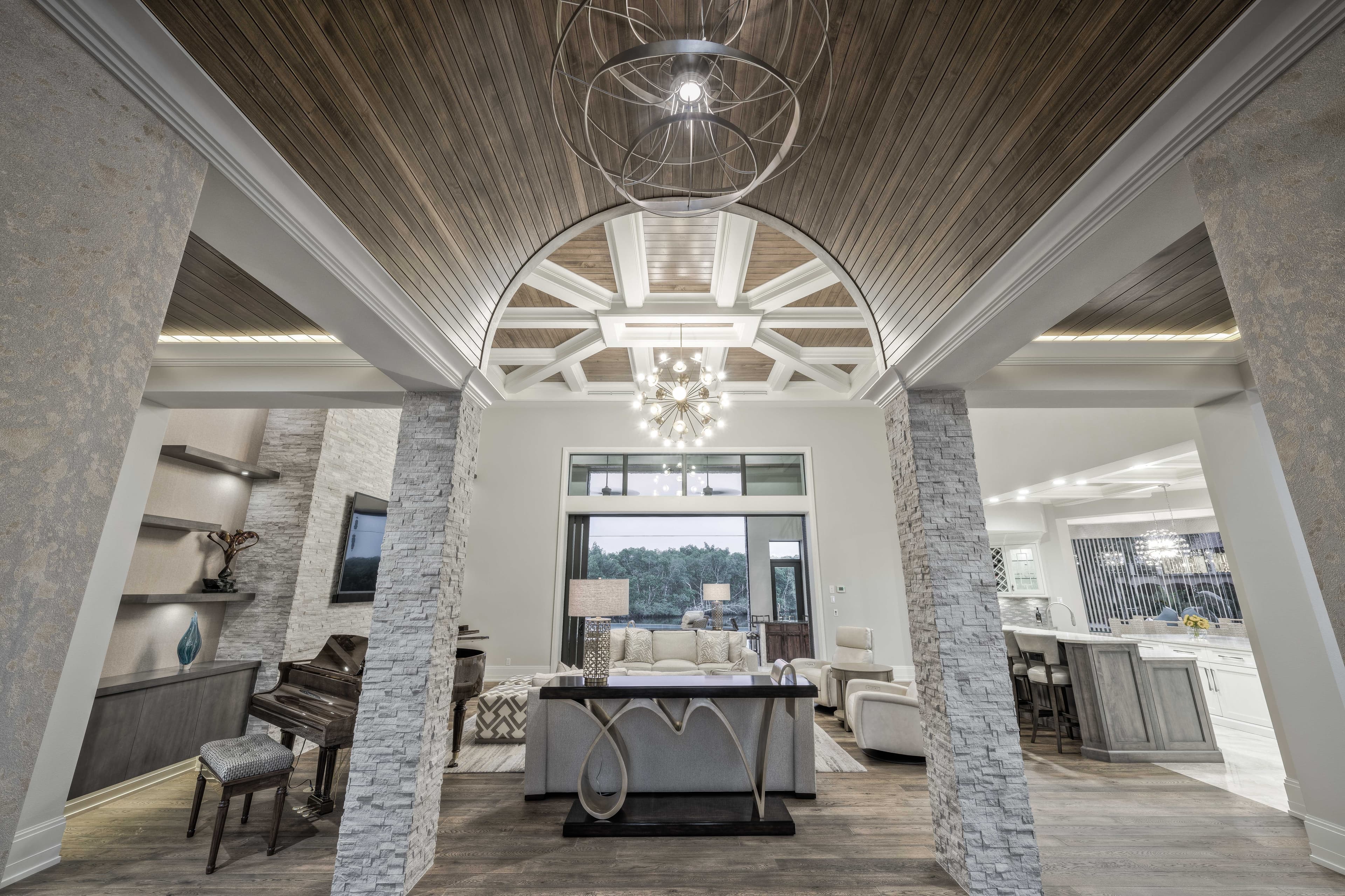 Custom lanai with cypress ceiling, Koogler Homes custom home, Cape Coral, FL