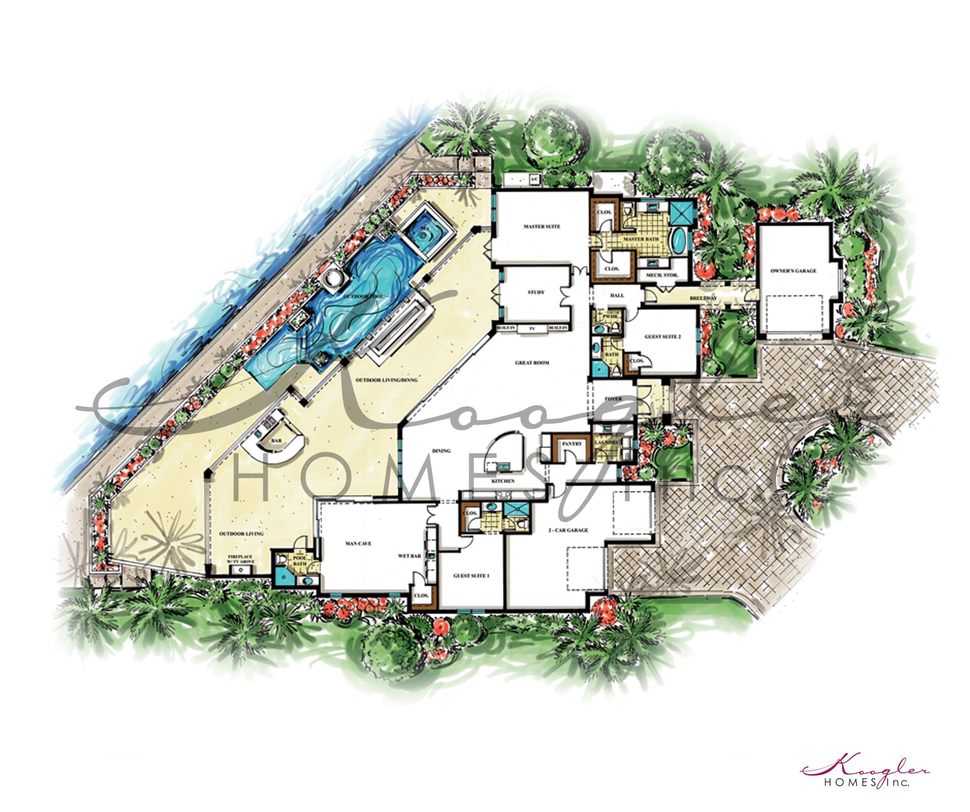 The Modern Jewel floor plan rendering — Koogler Homes