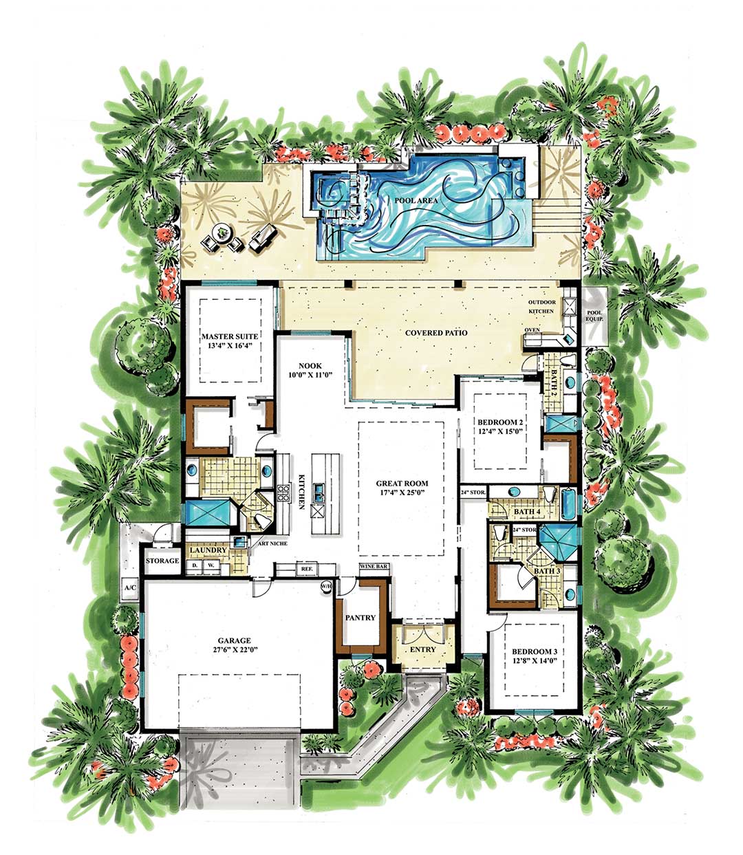 The Island Jewel floor plan rendering — Koogler Homes