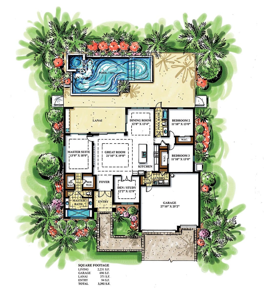 Captiva floor plan rendering — Koogler Homes